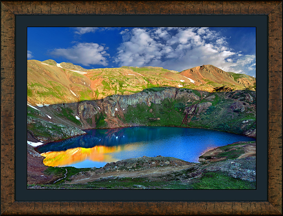 framed lake como sunrise