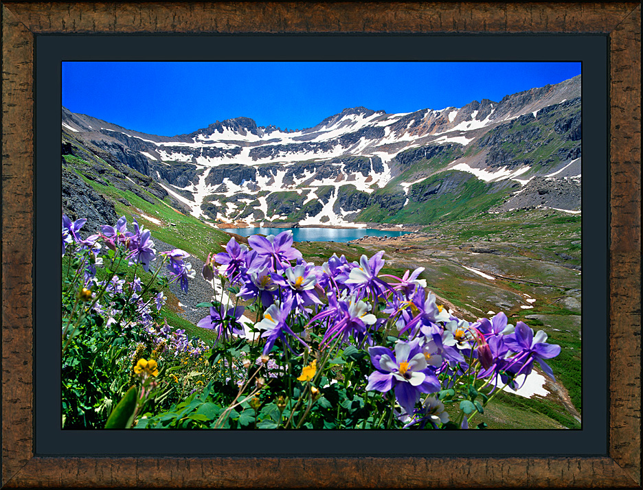 framed blue lake