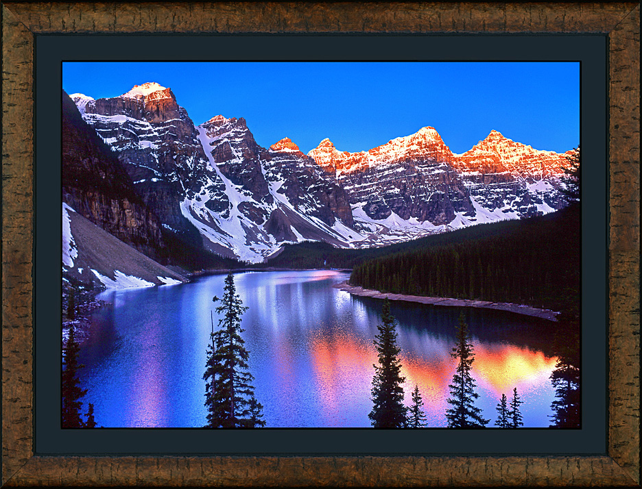 framed moraine lake morning